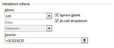 Create Drop Down List with Blank Cells Ignored 7