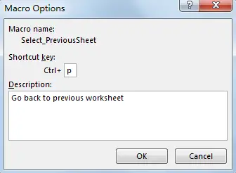 Create Shortcut to Go Back to Previous Worksheet 7