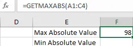 How to Get the Maximum or Minimum Absolute Value in Excel