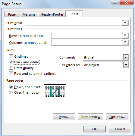 Print a Table without Color Filled 5