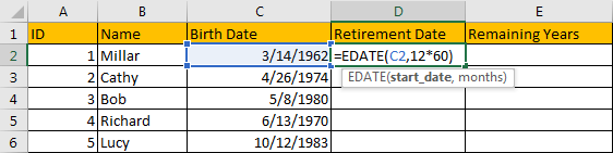 Calculate Retirement Date 2