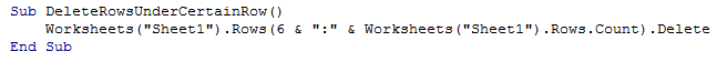 Delete Rows Under Certain Row 2