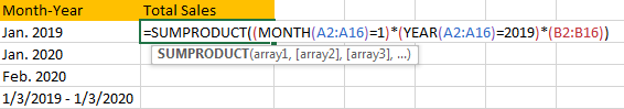 Sum Values Based on Month 5