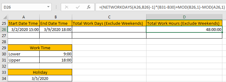 Calculate Total Work Days or Hours 14