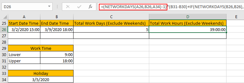Calculate Total Work Days or Hours 15