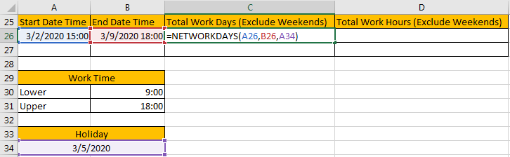 Calculate Total Work Days or Hours 7