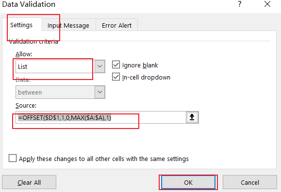 create dynamic drop down list with blank4