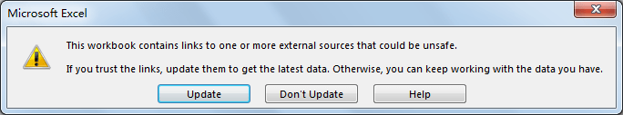 Disable Update Link Message 2