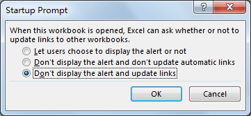 Disable Update Link Message 5