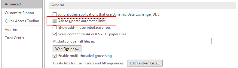 Disable Update Link Message 8