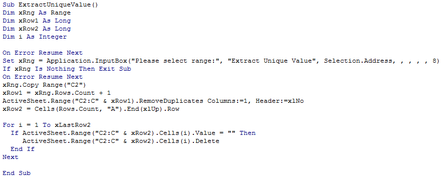 Dynamically Extract Unique Values6