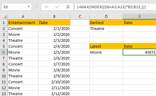 Find the Earliest and Latest Date 10