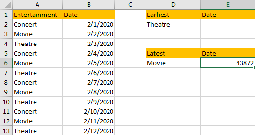 Find the Earliest and Latest Date 7