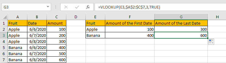 Use VLOOKUP to Find The First or Last 8