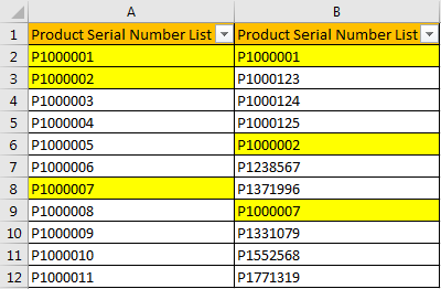 Compare Two Columns and Highlight Duplicate Values 13