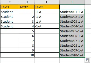 Create Increment Number with Texts 11