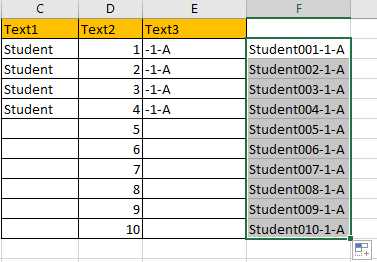 Create Increment Number with Texts 11