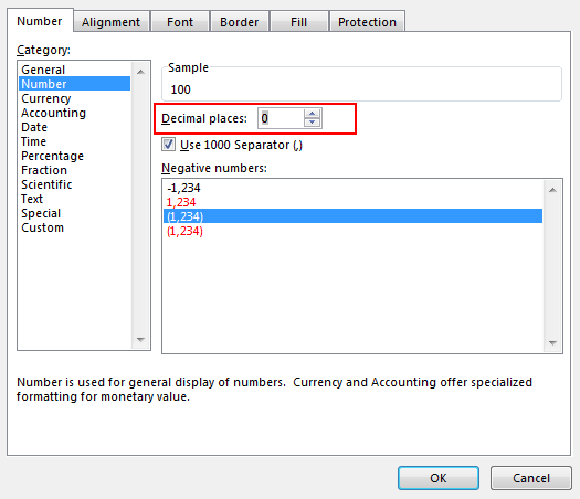 Display Negative Numbers in Brackets 5