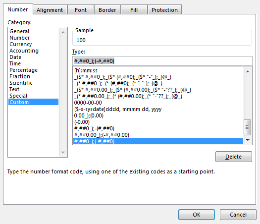 Display Negative Numbers in Brackets 6