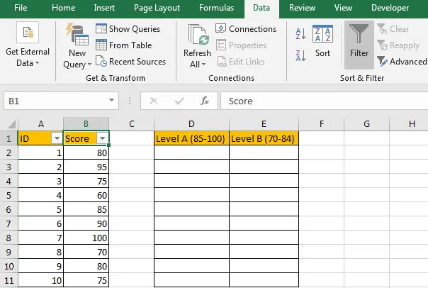 Extract Data Which is Greater Than Value1 but Less Than Value2 2