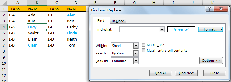 Select All Cells Whose Are in The Same Format 6