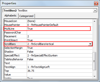 Create or Insert A Textbox Control with Scroll Bar 8