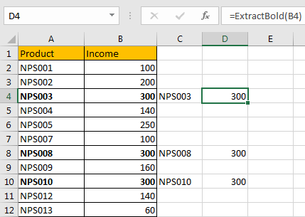 How to Extract Bold Text from A List in Excel14