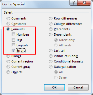 How to Select All Error Value Cells 5