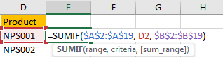 How to Sum Values Based on Criteria List in Another Column in Excel6