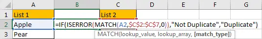How to Compare Two Columns and Remove the Duplicate Values by Formula 2