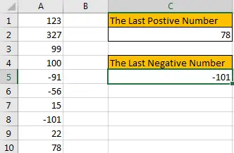 How to Find the First or Last Positive or Negative Number in a Column/List in Excel