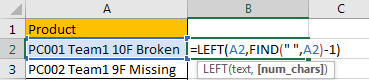 How to Split Cells by the First Space in Texts in Excel3