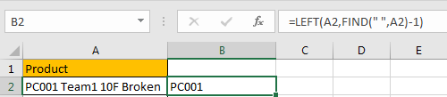 How to Split Cells by the First Space in Texts in Excel4