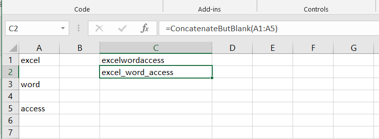 concatenate cell but blanks3