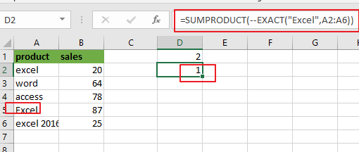 count cells equal to value2