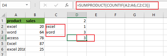 count cells equal to value4