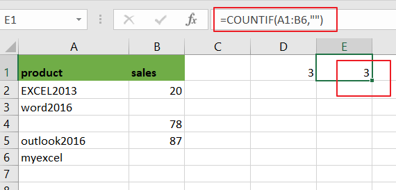 count blank empty cells 2