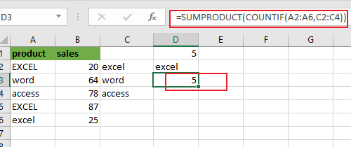 count cells equal to many values1