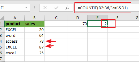 count cells greater than 1