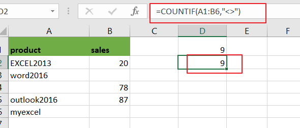 count non blank nonempty cells2