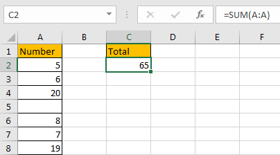 How to Sum Entire Column or Row in Excel - Free Excel Tutorial