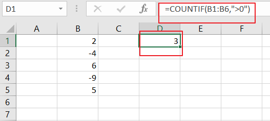 count cell contain positive number1