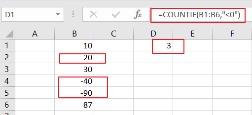 count cell that contain negative number1