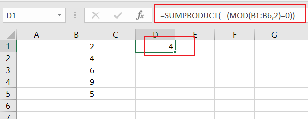 count cells that contain even numbers1