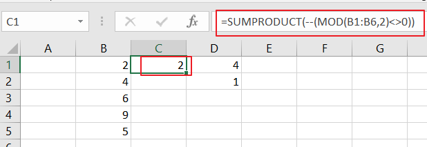 count cells that contain even numbers2