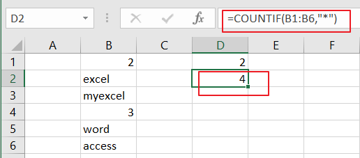 count cells that contain text1