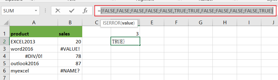 count number cells that contain errors3