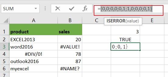count number cells that contain errors5
