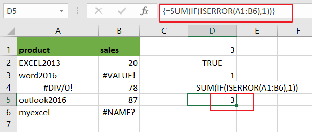 count number cells that contain errors6