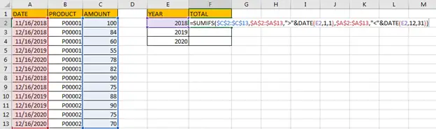 Sum Data if by Year 